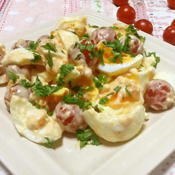 茹で卵&ミニトマト♡ケチャマヨサラダの画像