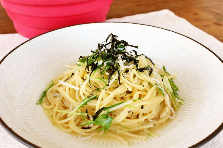 レンジで しらすと水菜の和風スープパスタ レシピ 作り方 By メトレフランセ クックパッド 簡単おいしいみんなのレシピが352万品
