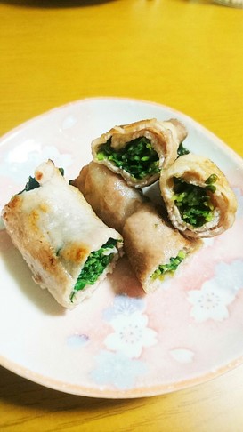 簡単!豆苗の豚肉巻き~梅ガーリック味~