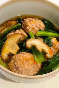 小松菜と肉団子の煮物