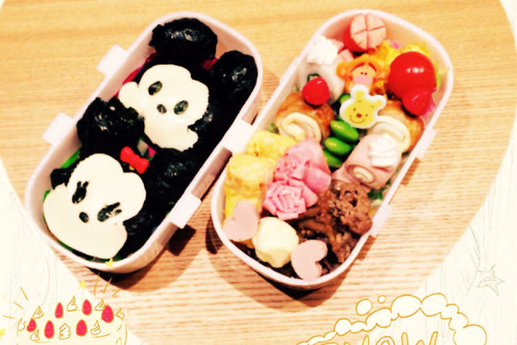 キャラ弁簡単ツムツムミッキーミニーお弁当 レシピ 作り方 By きゃわいいチャチャ クックパッド