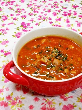 簡単キヌア料理☆野菜ジュースdeスープ