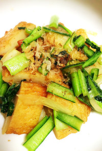 小松菜と野菜天の簡単炒めーつまみにグー！