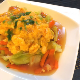 半玉いけちゃう♡キャベツと卵の中華餡