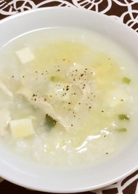 茹で鶏と豆腐の中華粥by茹で鶏のスープ