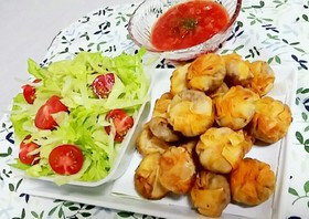 餃子の皮で♥タコスボール♥たこ焼き器