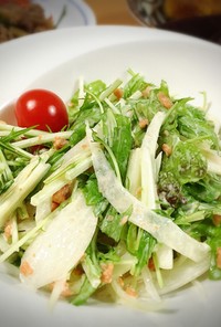 水菜と鮭フレークのサラダ