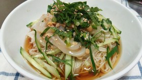 イカオクラ納豆そうめん☆ 簡単アレンジ