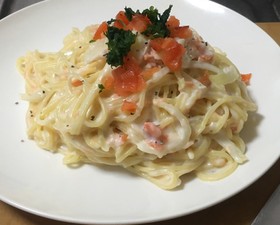 スモークサーモンのクリームパスタ