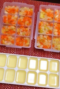 中期〜【離乳食】簡単野菜ミックスとスープ