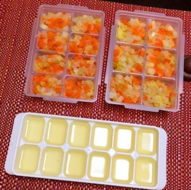 中期〜【離乳食】簡単野菜ミックスとスープの写真