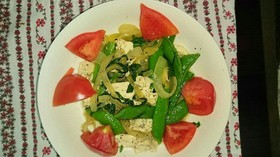 スナップえんどうとお豆腐のいためもの