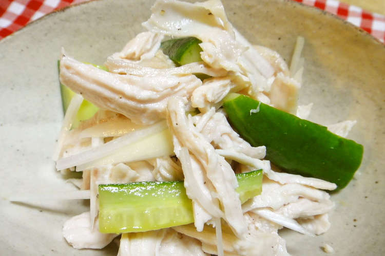 きゅうりと胸肉のねぎ塩にんにく レシピ 作り方 By こたひなはる クックパッド 簡単おいしいみんなのレシピが361万品