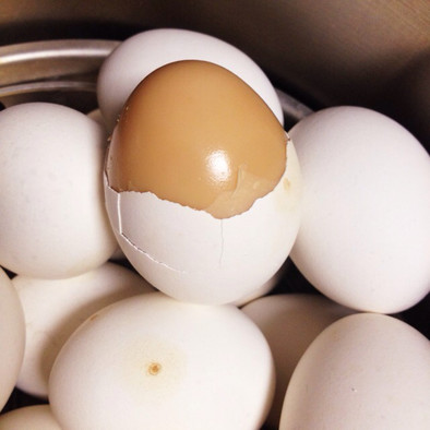 韓国サウナの茶色い卵の写真
