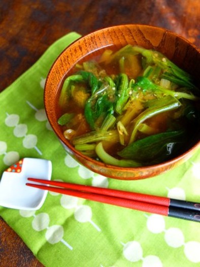 小松菜と味噌玉の即席みそ汁の写真