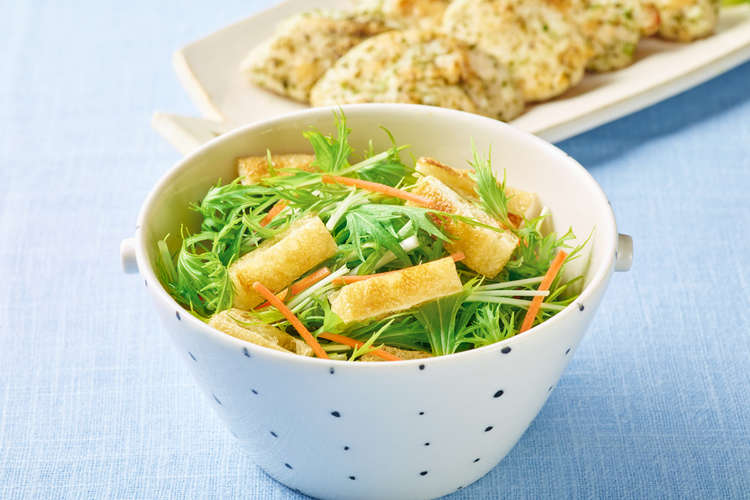 簡単朝ごはん 油揚げと水菜のサラダ レシピ 作り方 By クレハ クックパッド 簡単おいしいみんなのレシピが355万品