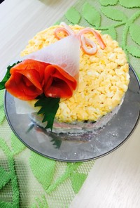お祝い花束の寿司ケーキ