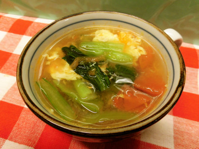 トマト・小松菜・卵のコンソメスープ♪の写真