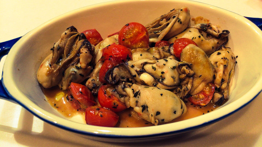 簡単なのに美味しい牡蠣とトマトのソテーの画像