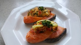 銀鮭の春のお花畑風焼き