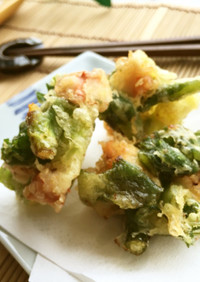 タコと分葱と大葉✿サックリかき揚げ天ぷら