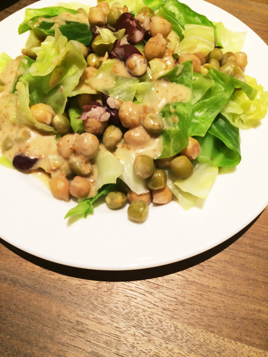 簡単♡キャベツとお豆の温野菜サラダの画像