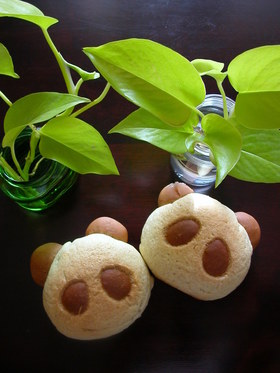 レンジパンで「ぱんだメロンパン」♪
