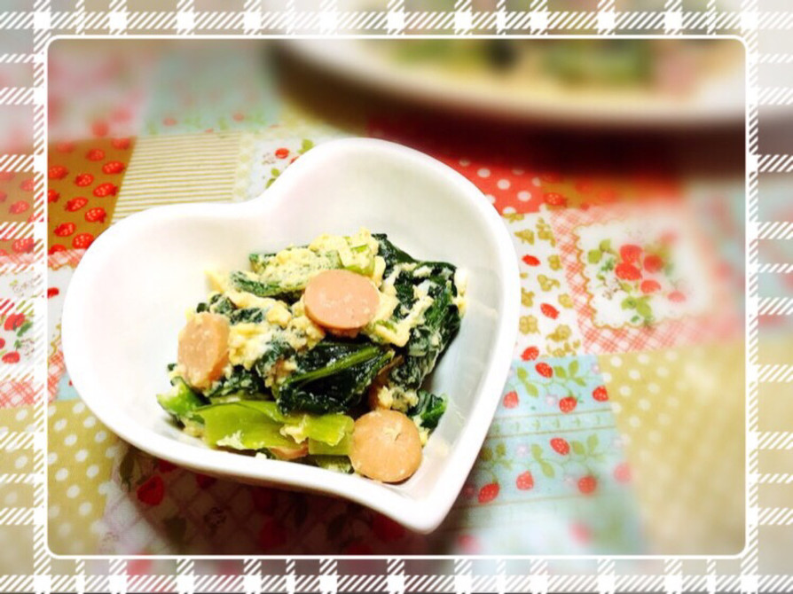 レンジで小松菜ｵｲﾏﾖ卵♡大人気お弁当の画像