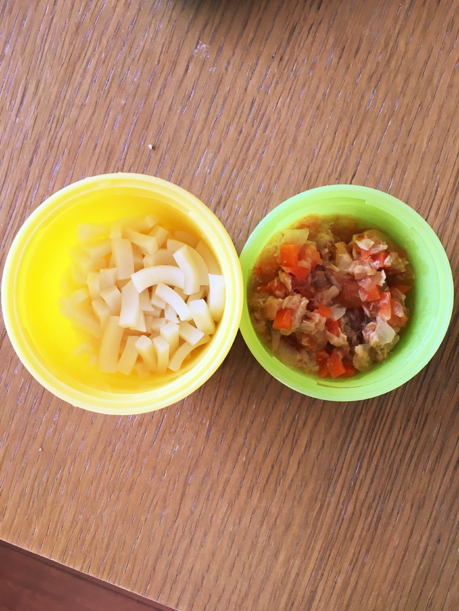 離乳食のお弁当 トマトツナうどんの画像