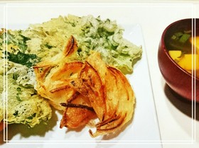 お野菜メイン☆酢しょうがかきあげと大葉天