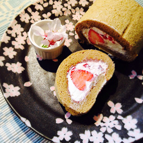 花びら苺のほっこり和風ロールケーキ***