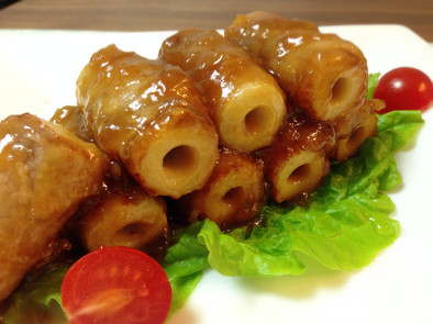 お弁当♬簡単♡竹輪豚肉巻き＊みそテリヤキの写真