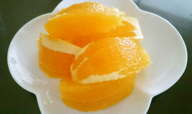 ネーブルオレンジのカットの方法。の写真