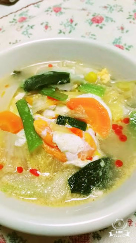 ☆豆乳クラム坦坦野菜スープ☆コクがあり!