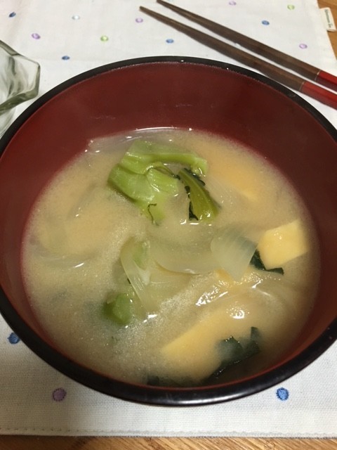 ブロッコリーの茎の中華風お味噌汁の画像