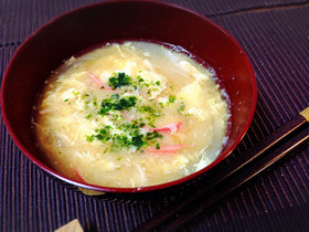だし入り味噌で簡単*ふわふわカニ玉味噌汁