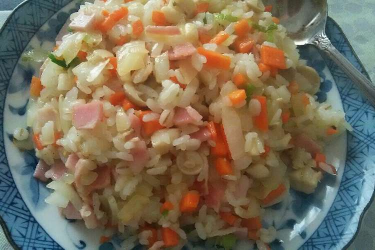 野菜とベーコンの簡単ピラフ レシピ 作り方 By 自称料理男子 クックパッド