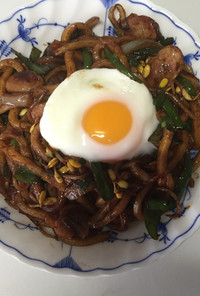 甜麺醤で味噌焼うどん