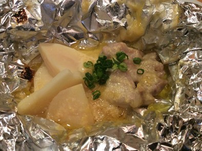 鶏肉と筍の味噌マヨホイル焼きの写真