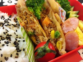 簡単♪お弁当にも♪ハンバーグ風春巻き