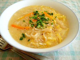 ひき肉と卵スープのうどん(ローミー)