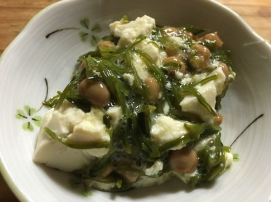 めかぶ納豆、豆腐の和え物の写真