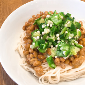 納豆&オクラ!!のネバネバ素麺