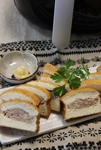 ノンフライヤーで厚揚げの肉詰焼き