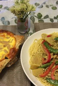筍と春野菜のジェノベーゼパスタ