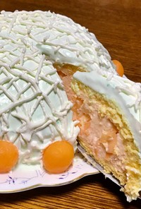 メロンムースのドームケーキ