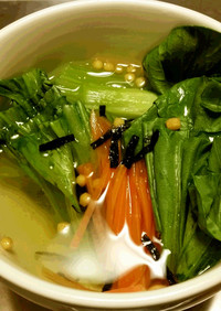 ベジ♪お茶漬けの素で簡単チンゲン菜スープ