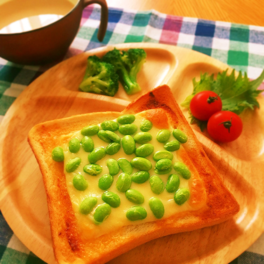 こんがり♡明太マヨ枝豆チーズトーストの画像