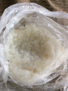 被災時の嚥下食 配給おにぎりのつぶしがゆ
