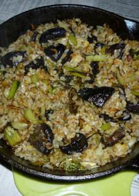 イシスキで生椎茸と小松菜のパラパラ炒飯